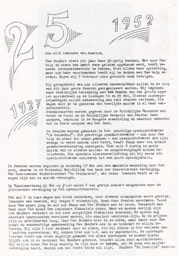 1952 Huis-aan-huis nieuwsbrief