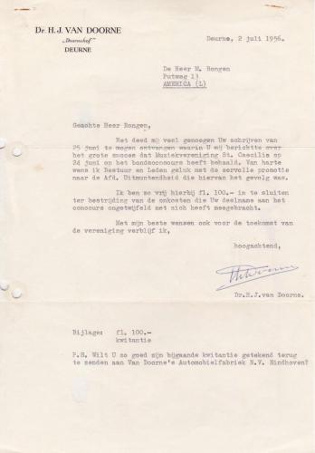 1956 Donatie Hub van Doorne 100 gulden