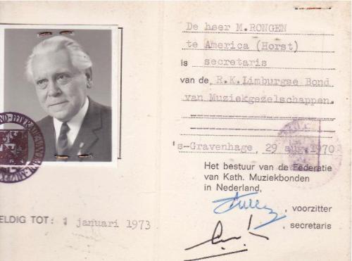 1973 M. Rongen lidmaatschap LBM